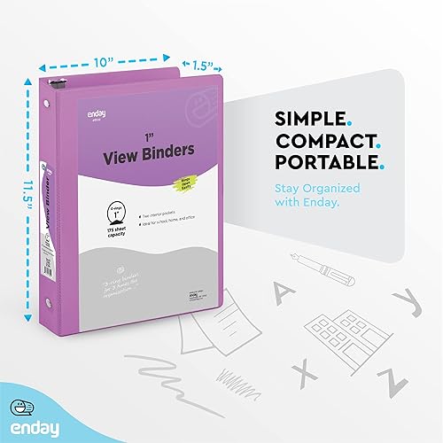 Vista 167 de Carpeta de 3 anillos de 1 pulgada, cubierta transparente de 1 pulgada con 2 bolsillos interiores, carpetas de anillos redondos de colores, en gris