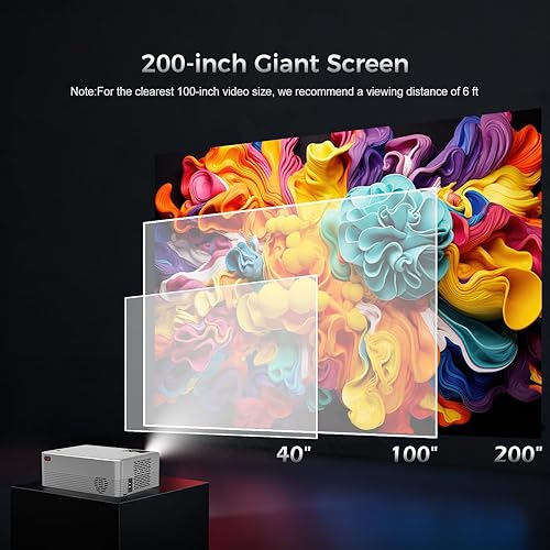 Miniatura 2 de Proyector inteligente con WiFi y Bluetooth, mini proyector nativo de soporte 1080P y 4K/8K, altavoz integrado de 8 W, proyector de película de 400