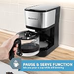 Elite Gourmet Automatic Brew & Drip Coffee Maker, with PaCae N Serve, ReCaable Filter, On/Off Switch, Water Level Indicator, 5-Cup, Stainless Steel, EHC9420