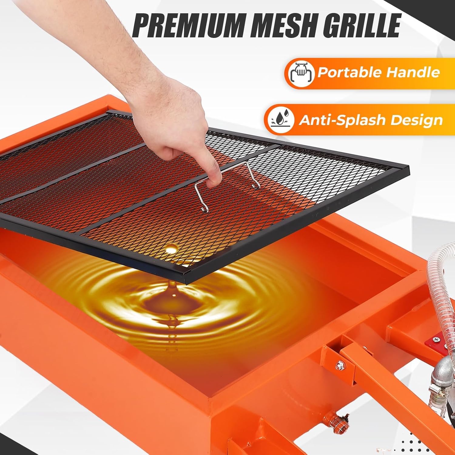 Oil Drain Pan 15 Gallon Oil Drain Tank,57L Low Profile Oil Drain Pan,Oil Catch Pans for Changing Oil,Foldable Hand, with 12V Electric Pump,Hose, Swivel Casters for Car, SUV, Trucks Oil Draining