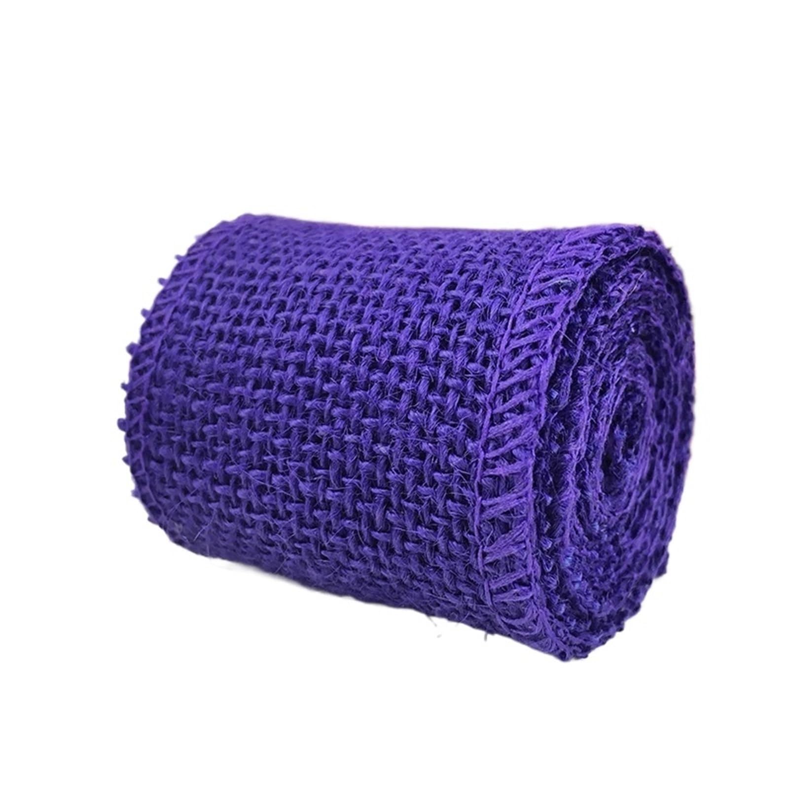 2Meter Colorful Jute Burlap Hessian Ribbon Rolls Colored Natural DIY Crafts Wrapping for Crafting Decorating Wrapping(Purple)