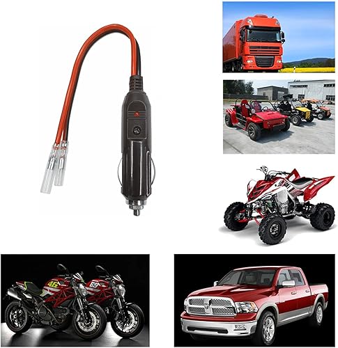 Miniatura 7 de Enchufe macho de encendedor de cigarrillos de repuesto para automóvil con cables - Adaptador de coche de 12 V 24 V Kit de cargador de batería de CC