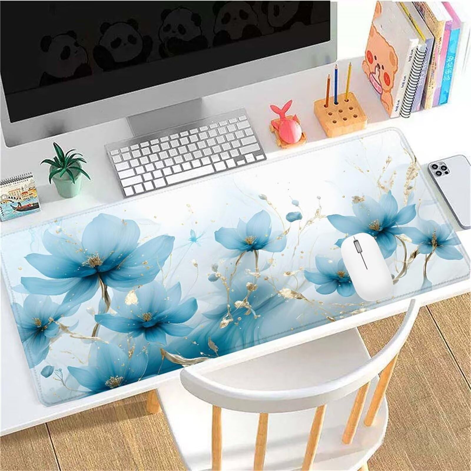 Alfombrilla Ratón Flor Sueño Alfombrilla Ratón XXL 1400x600x3mm Mouse Pad Resiste Salpicaduras, Extendida de Gran Tamaño con Bordes Cosidos, Mejora Precisión y Velocidad, Antideslizante,Duradera y-261