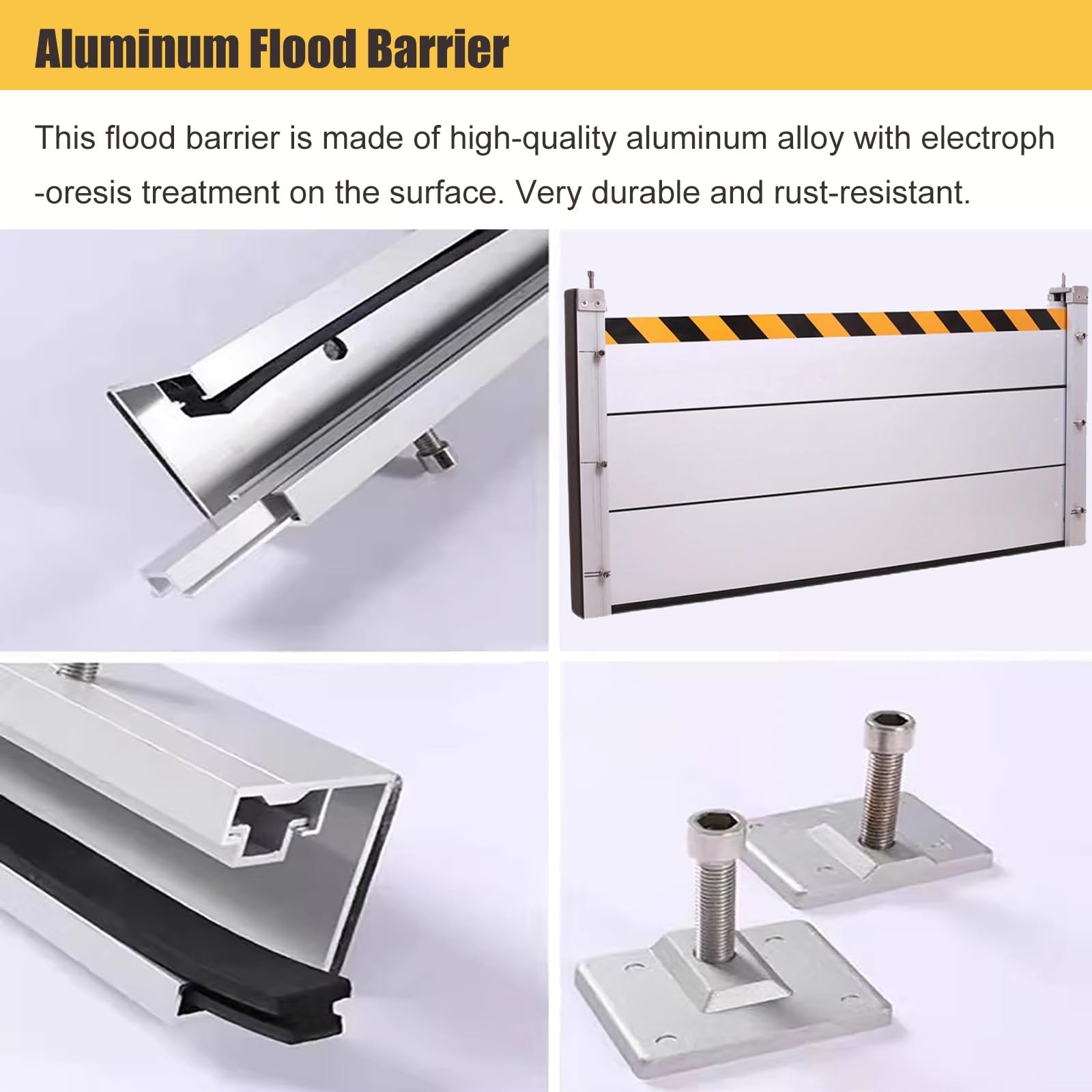 Barreras de emergencia contra inundaciones para entradas de garajes, kit temporal exterior desmontable y reutilizable de alta resistencia, 60 cm de alto x 0,50 m de largo.