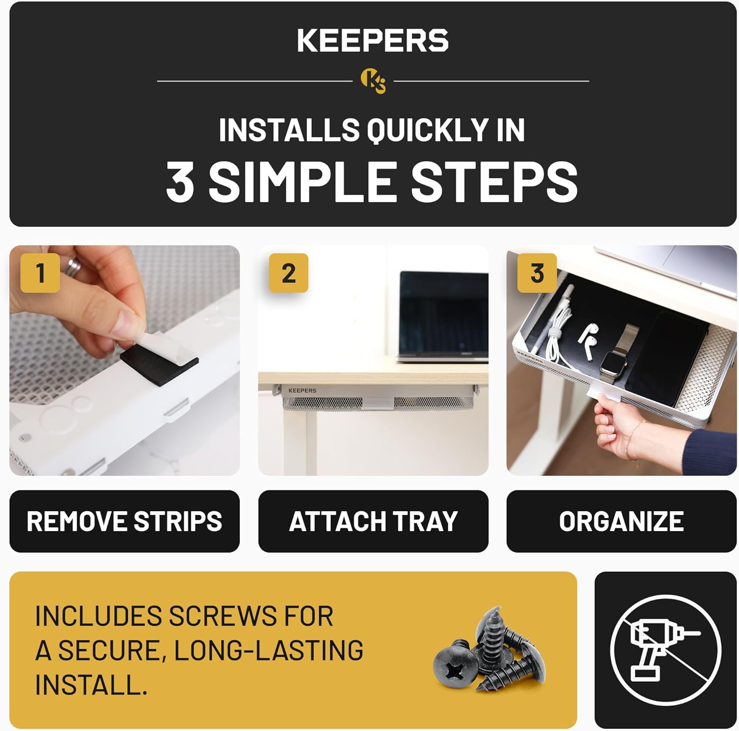 Everything Keeper - Organizer for Home, Kitchen, Bathroom, RV, Small Spaces - Storage Organizers - Compact Metal Basket - Under Cabinet Holder - Easy Install - Holds Strong - 13 x 10 x 2.5 in