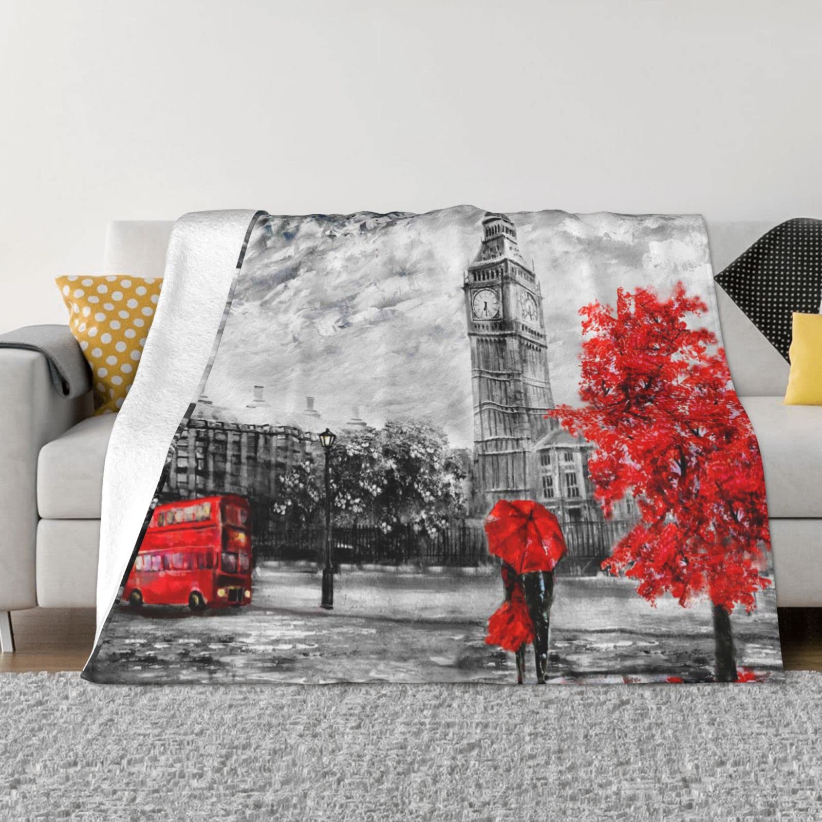 Couverture en flanelle Red London pour canapé et lit idéale pour vos soirées cocooning