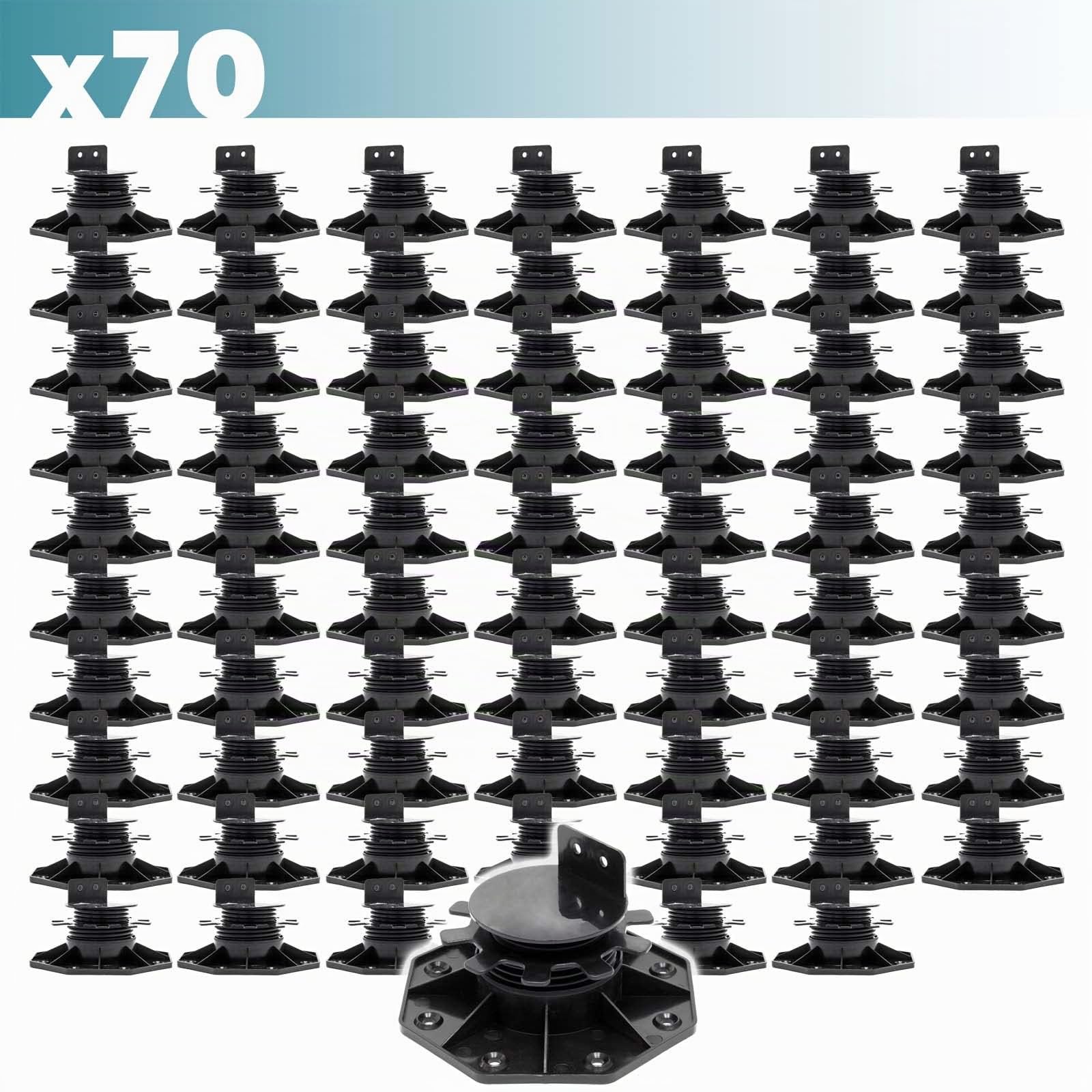 XPOtool Set 70x Stelzlager für Terrassen, 2700kg, 33-64mm, höhenverstellbare Stellfüße für Terrassendielen, Platten und Planken