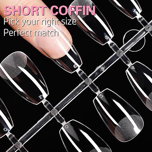 Miniatura 5 de BettyCora - Puntas de uñas de gel suave, uñas cortas de ataúd, uñas de gel preformadas para extensiones de uñas acrílicas, 120 unidades, 12 tamaños,
