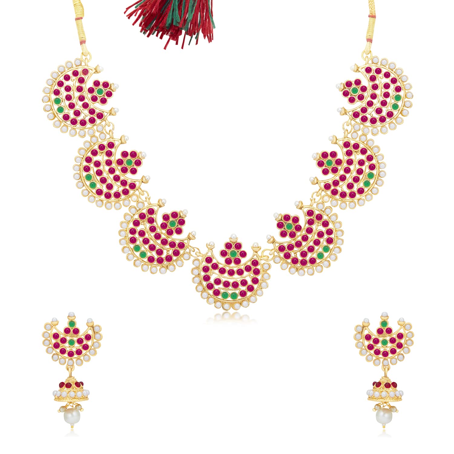 Sukkhi Sparkling Gold Plated Pearl Choker Necklac Set for Women (SKR85484) (B09QS63TR8) Amazon Price History, Amazon Price Tracker