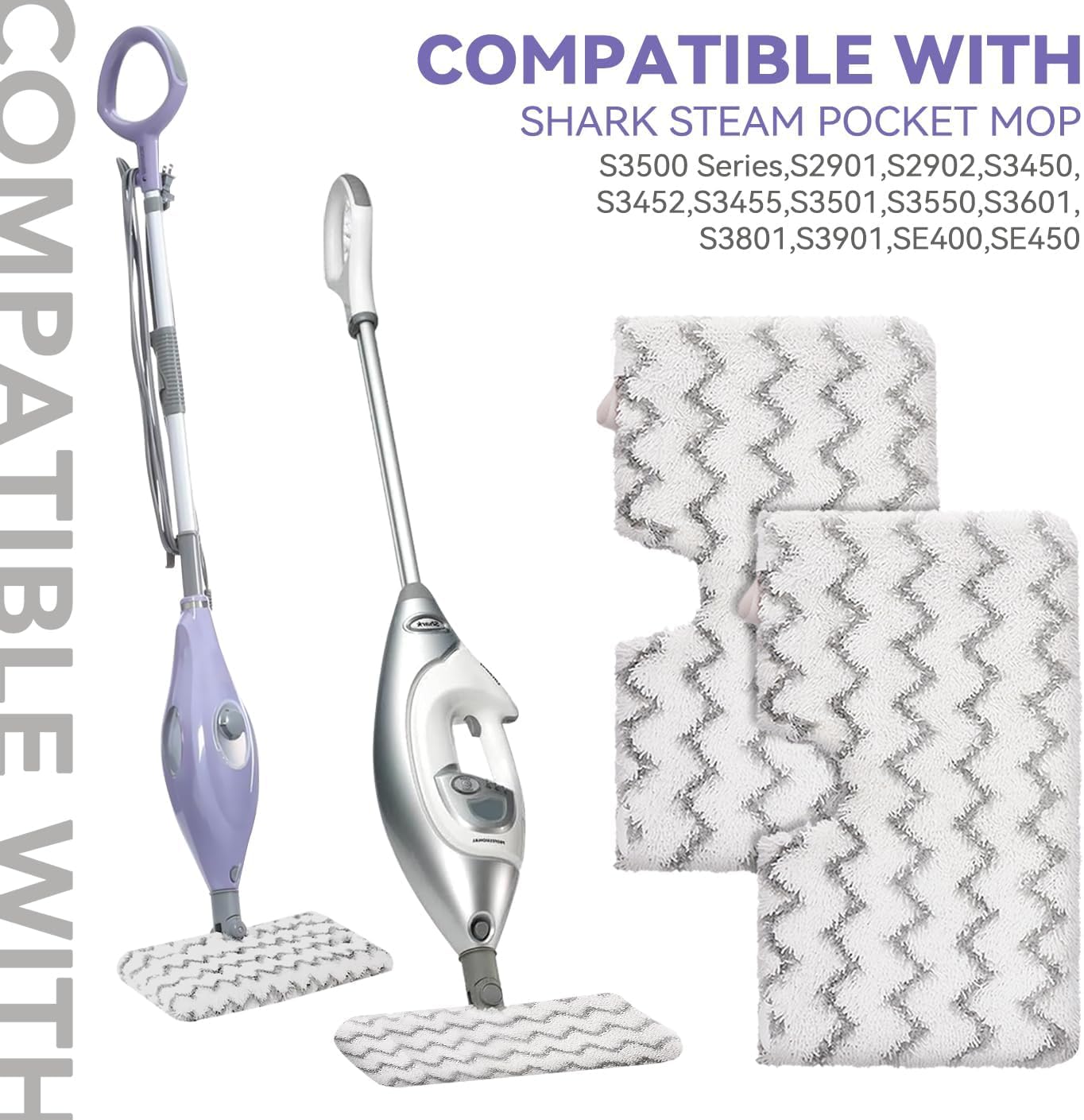 Sgizoku Panni per scopa a vapore Shark Steam Pocket Mop – panni di ricambio in microfibra S3500 Series S3501 S3601 S3550 S3901 SE450 S3801CO S3601D S2901 S2902 (12 panni per strofinare)