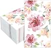 100 PCS Floral Watercolor Flower Guest Napkins, 3-Ply Disposable Dinner Napkins, Decorative Paper Hand Towels for Wedding Bridal Baby Shower Tea Party Birthday, 4.3 x 7.9 Inch