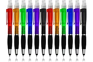 Pen Spray Bottle: 12-Pack Empty Refillable Travel Bottles with Stylus and Ballpoint Pen