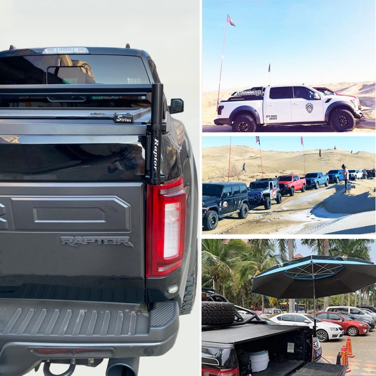 WANGDUOYU Truck Bed Flag Pole Holder Fit for 2021-2023 Ford F150 / Raptor， Aluminium Alloy Tailgate Hinge Mounted Single Flag with Antenna Holder Kit and Anti-Wobble Screws (2021-2023)-picture-26