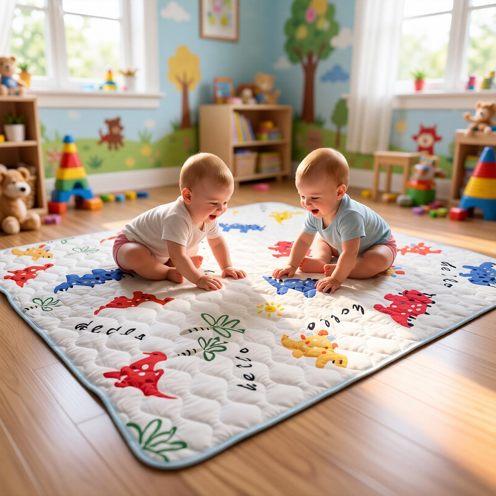 LIWEGHT Tappetino da gioco per bambini, 150 x 180 x 3,2 cm, tappetino per gattonare in schiuma spessa di alta qualità, tappetino antiscivolo per bambini e bambini, portatile, pieghevole e lavabile in