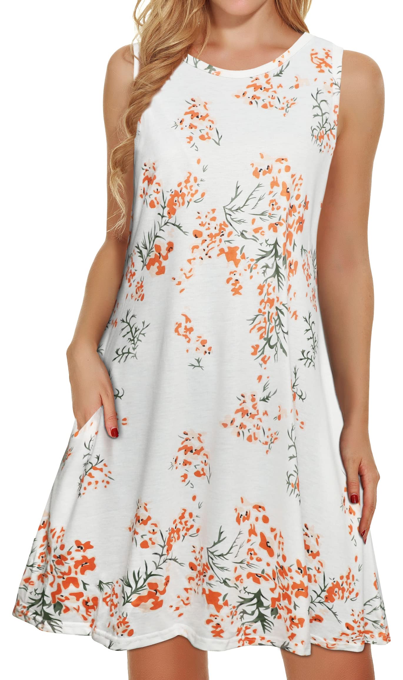 elescat Vestidos camiseros informales de verano para mujer, para la playa, de talla grande con estampado floral, manga corta suelta y fluida