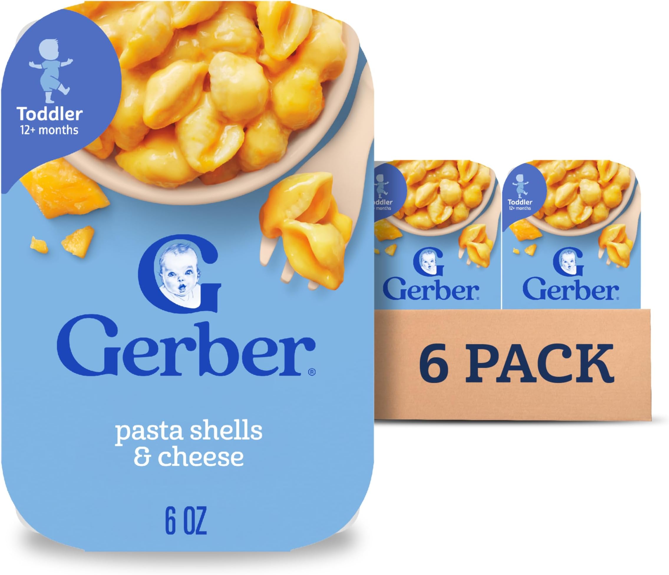 Gerber Toddler Food, Pasta Shells & Cheese, Mealtime for Toddler, 6PK