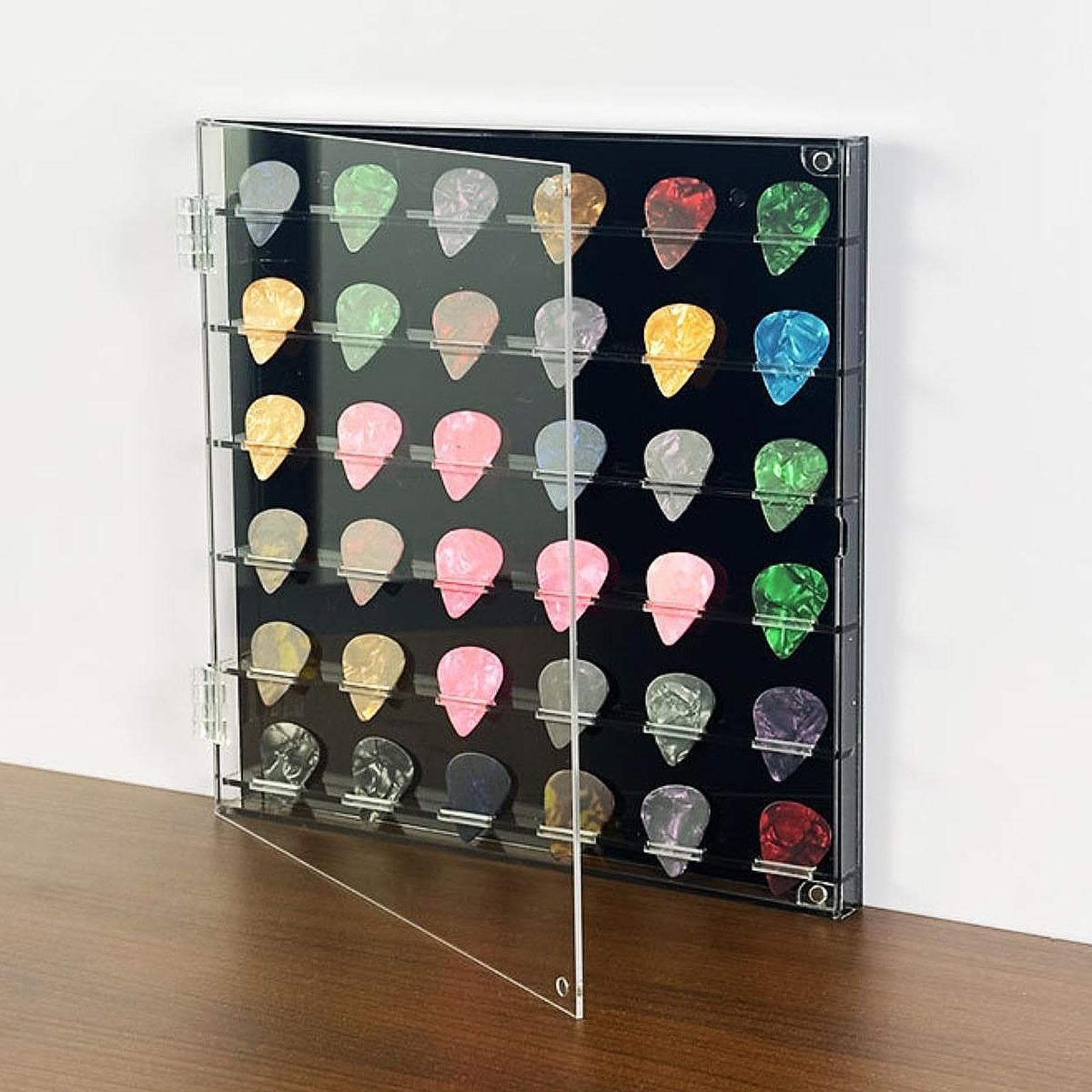 Caja Acrílica para Púas de Guitarra con Diseño Funcional Organizador Decorativo Transparente Soporte de Almacenamiento para Colecciones Adecua, 24.5 X 24.5 X 2.2 Cm