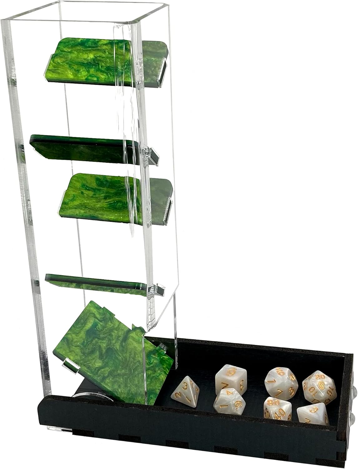 C4Labs 10" Tall Dice Tower & Basic Tray - Colour Lux Pearl - Color Options (Green)