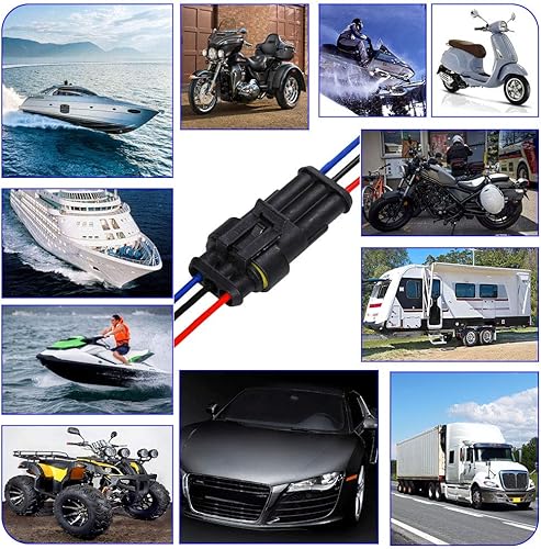 Miniatura 9 de HIFROM Kit de 10 pines macho y hembra para coche, impermeable, conectores eléctricos, kit de enchufe con cable de 7.9 in calibre AWG marino