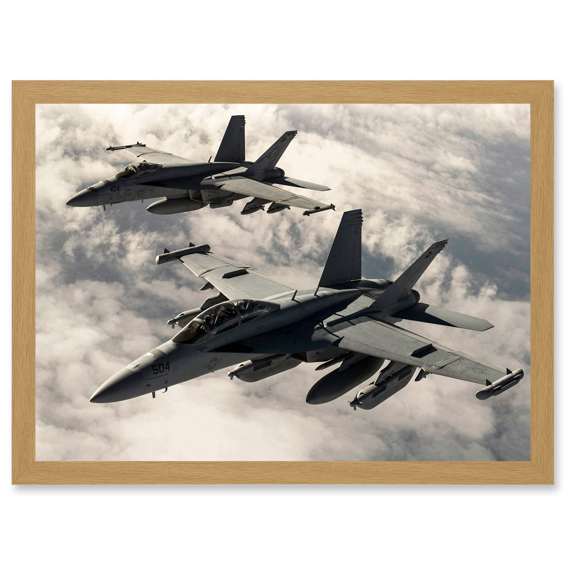 Artery8 Hook Military US Airforce F-18 Hornet Jet Fighters Photo Artwork Framed Wall Art Print A4
