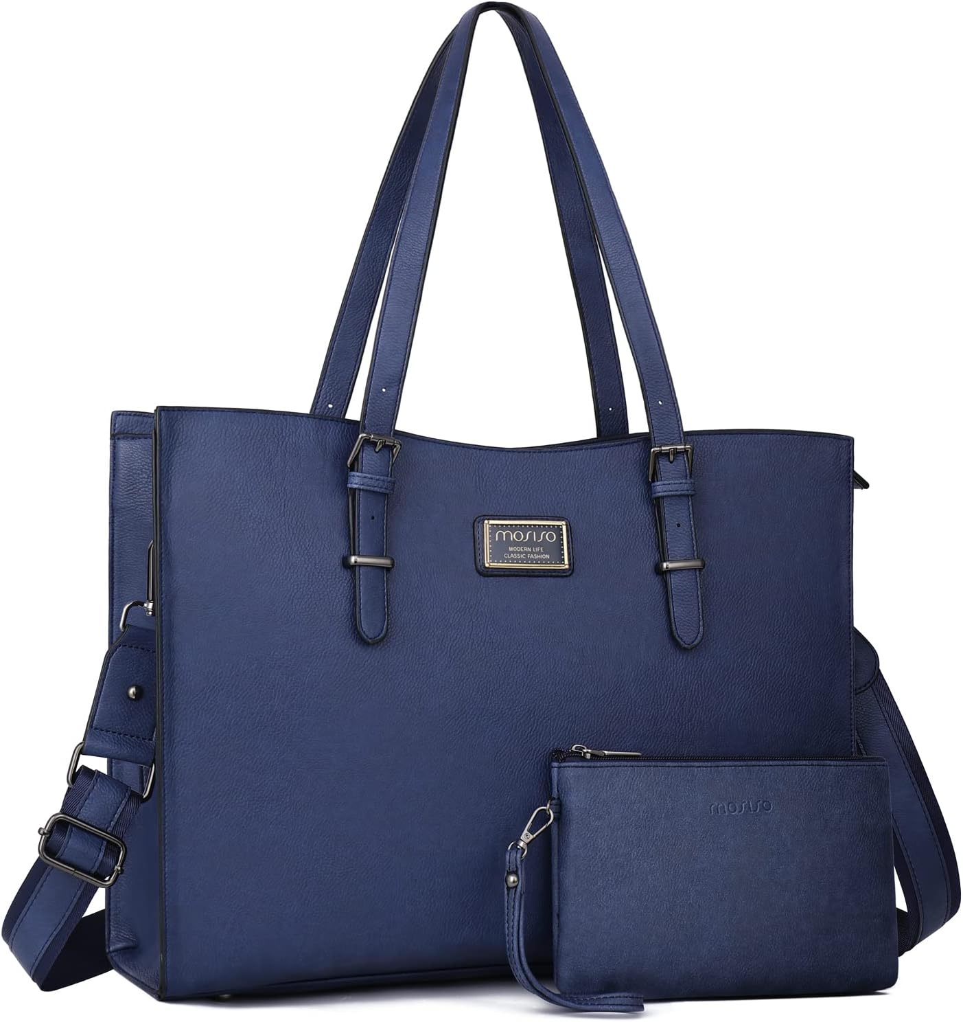 MOSISO Laptop Bag for Women Compatible with MacBook Air 15 inch M3 M2 /Pro 16 M4 M3 M2 M1, 15-15.6 inch Notebook, Waterproof PU Leather Curved Tote Bag Work Briefcase with Small Pouch, Navy Blue MOSISO Laptop Bag for Women Compatible with MacBook Air 15 inch M3 M2 /Pro 16 M4 M3 M2 M1, 15-15.6 inch Notebook, Waterproof PU Leather Curved Tote Bag Work Briefcase with Small Pouch, Navy Blue
