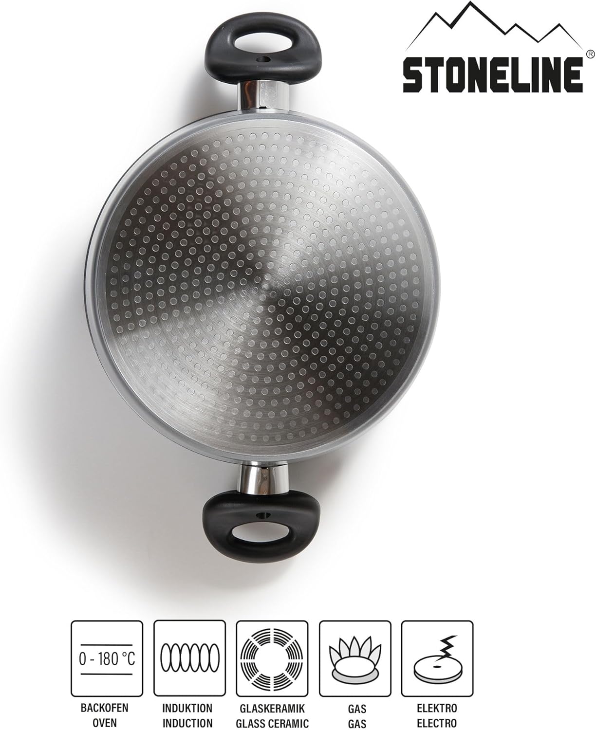 Warimex Stoneline 7195 Saucepan Diameter 28 cm Aluminium with Glass Lid XXL High-Quality Non-Stick Coating Induction
