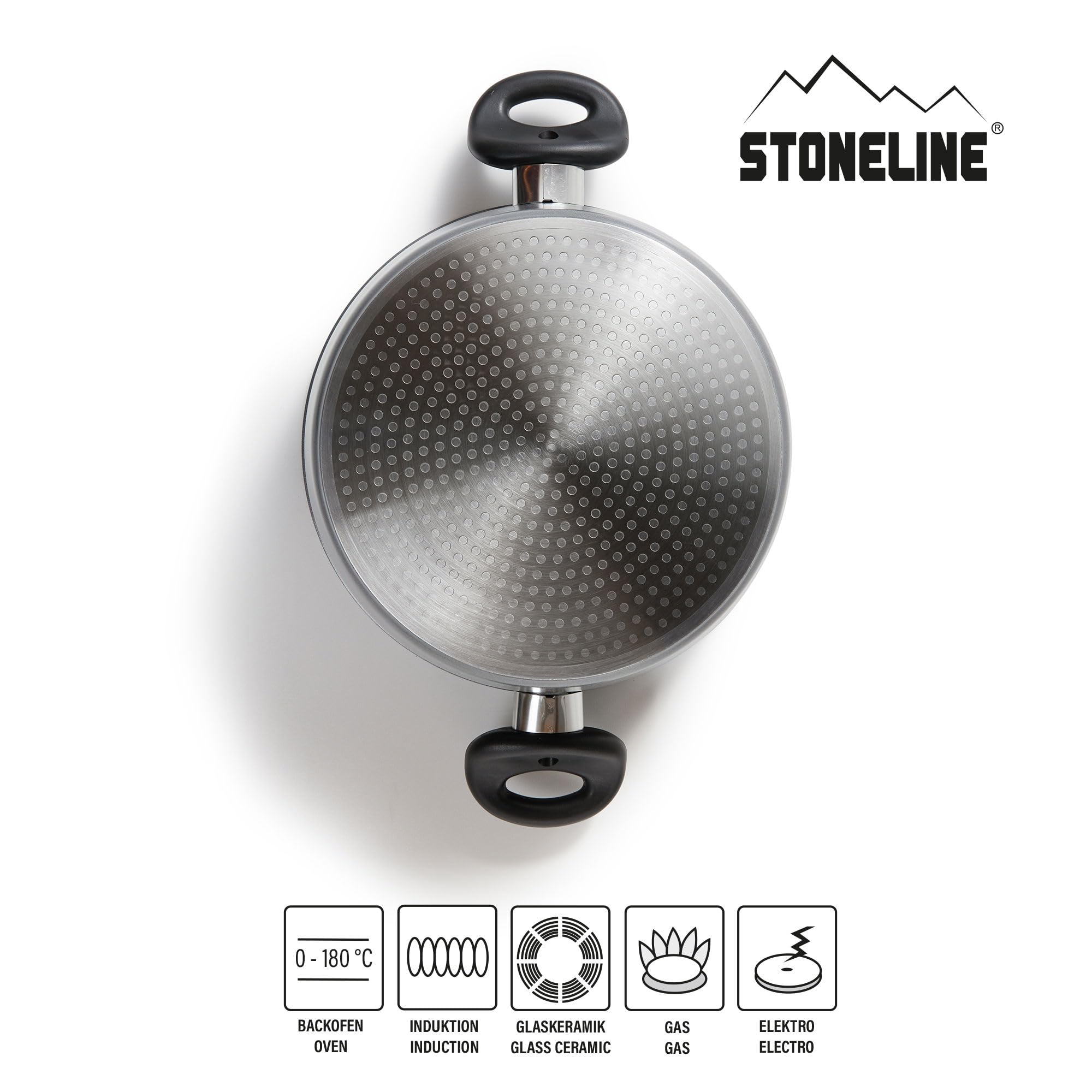 STONELINE Topfset Induktion, 6-teiliges Topfset mit Deckel, Kochtopf Set beschichtet mit echten Steinpartikeln, Aluguss Töpfe geeignet für alle Herdarten