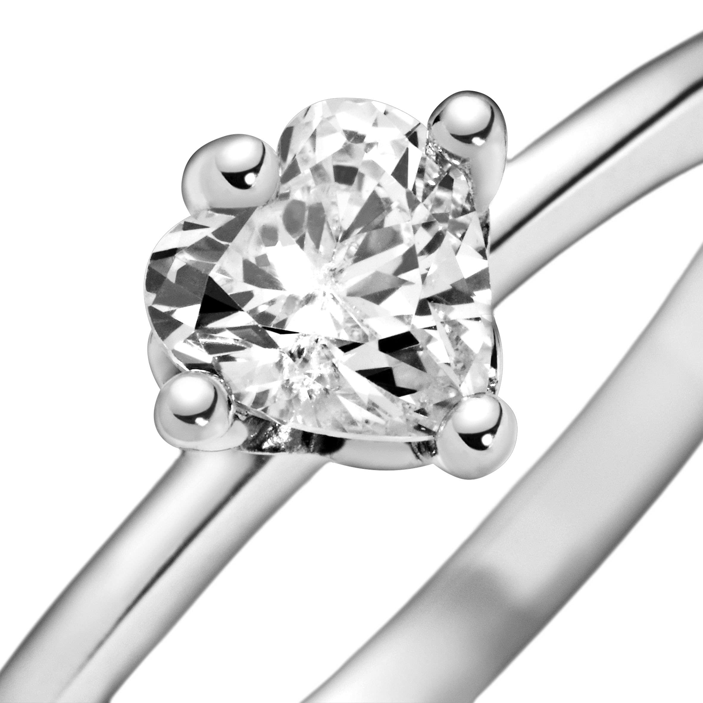 Pandora 198691C01 - Anillo de plata para mujer, diseño de corazón transparente