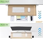 ETHU Keyboard Tray for Corner Desk - Under Desk Keyboard Shelf with C-Clamp, 26.8" x 11.8" Keyboard Tray with Soft-Close Sliding for L-Shaped Desks up to 1.57" Thick, Oak