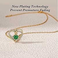 Vista 3 de Collar de corazón para mujer Joyas de oro para mujer con circonita cúbica bithstone Aniversario, cumpleaños, boda, día de San Valentín, regalo