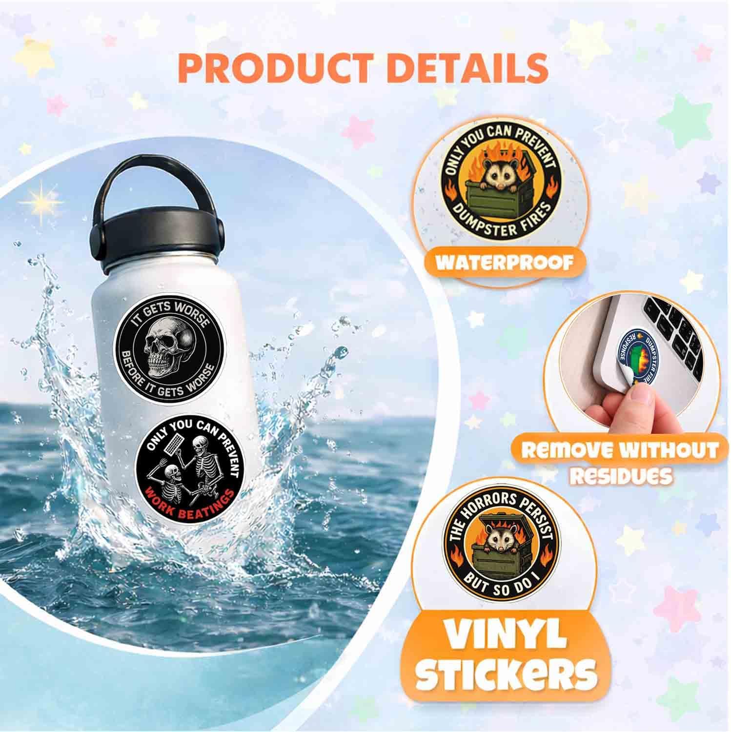 312Pcs Laptop Stickers-Hard Hat Stickers, Waterproof Vinyl Meme Decals for Laptop, Water Bottle - Dumpster Fire Response Team Sticker - But Did You Document it image 2