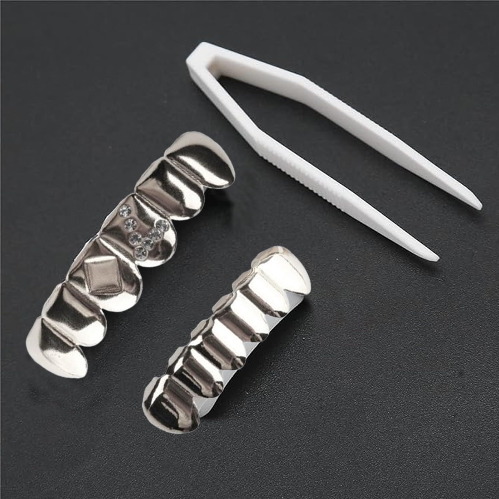 Qiwenr Hip Hop Teeth Grills, Rapper Braces, Bottom Grills, Hip Hop Custom Fit Polished Teeth Grillz - Image 3