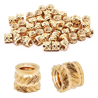 50 Pack M4 x L5 x D6 Brass Knurled Nuts, M4 Threaded Inserts for Plastic & 3D Printing Components, Heat Set Inserts