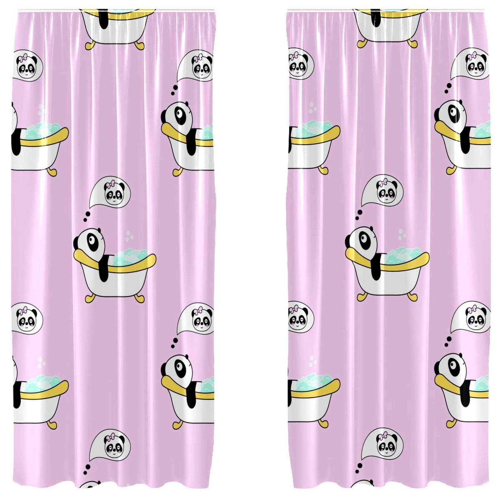 Rideau occultant panda mignon dans le bain 140x213 cm pour chambre à coucher