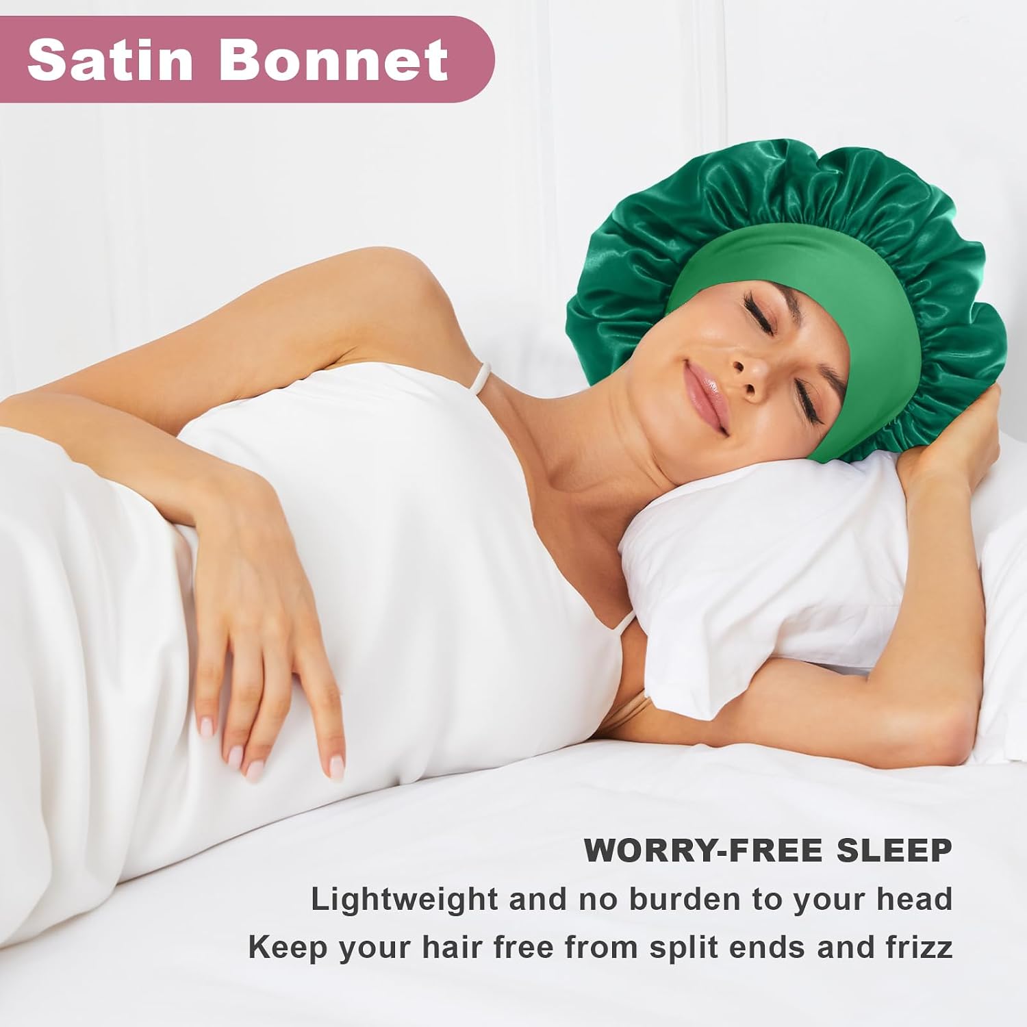 6Pcs Satin Bonnet Silk Bonnet, Hair Bonnet for Sleeping | Elastic Wide Band Silk Sleep Cap, Soft and Breathable