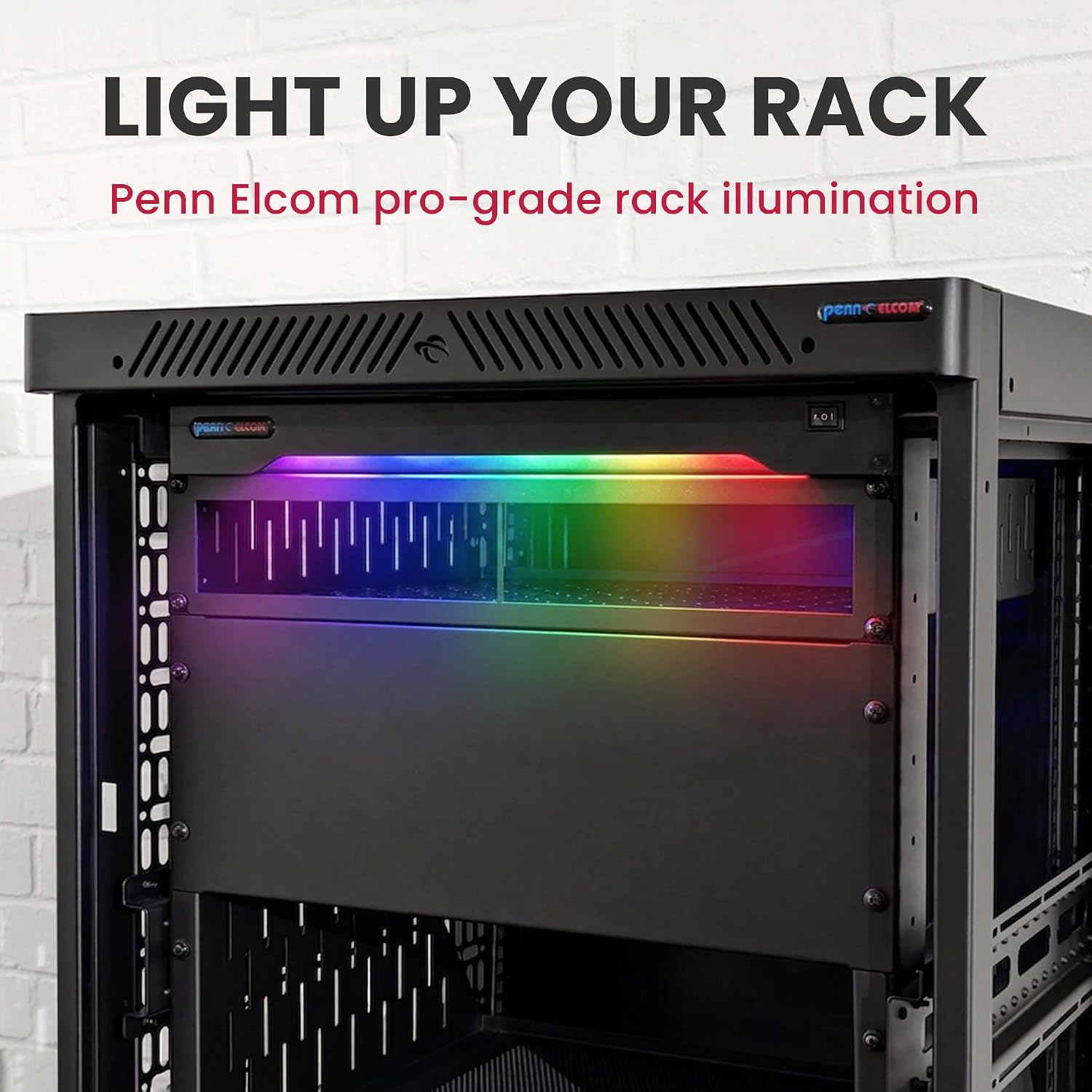 Penn Elcom 1U LED Multicolor + White Rack Mount Light for Studio, DJ RADM-23CW