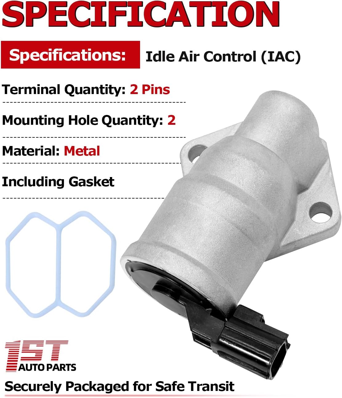 1ST 1L3E9F715AA Idle Air Control Valve with Gasket IAC for Ford Club Wagon E-150 2003, for Econoline 2001-2002, for Heritage 2001-2008 4.2L, Replaces OE: 2171844 2171467