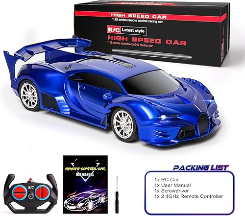 Miniatura 6 de KULARIWORLD Auto a control remoto 118 recargable de alta velocidad RC Cars Juguetes para niños y niñas, vehículos de carreras Hobby con faro