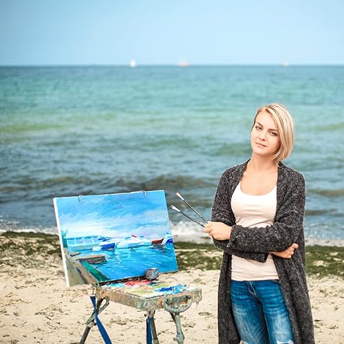 Miniatura 20 de Tableros de lona de madera sin terminar, paneles de pintura para pintar, dibujar, decoración del hogar (12 piezas, 4 tamaños)