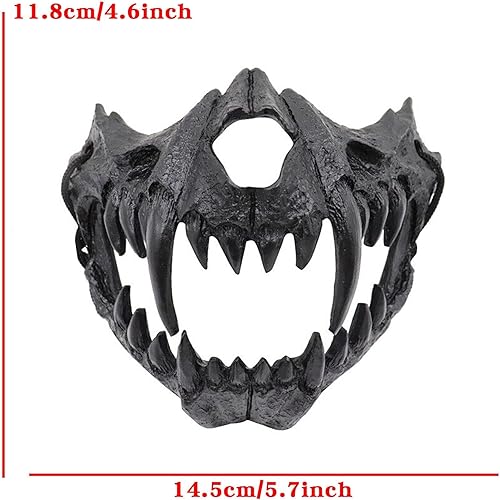 Miniatura 11 de Media máscara japonesa, máscara de tigre, máscara de dragón Ye Yaksha Dios negro, máscara de calavera de resina, máscara de terror de ninja