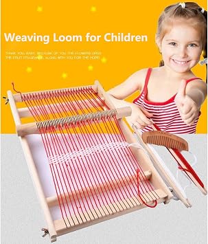 KISSBUTY Wooden Multi-Craft Weaving Loom Large Weaving Frame to Handcraft for Beginners, 9.9 by 15.7 by 1.3 Inches (Wooden)