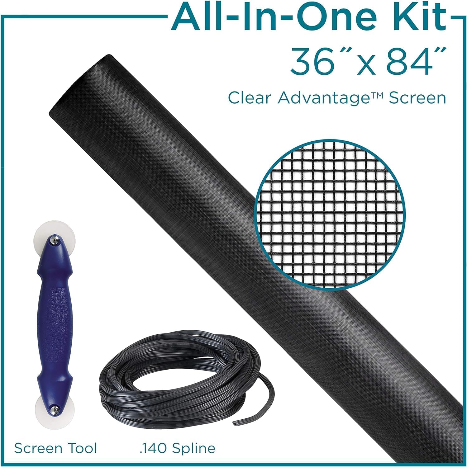 Saint-Gobain ADFORS Clear Advantage Screen Repair Kit for Window & Door, 36 inches x 84 inches - DIY Window and Door Mesh Repair, Durable, Ideal for Screen Replacement, Enhanced Visibility, Clear View