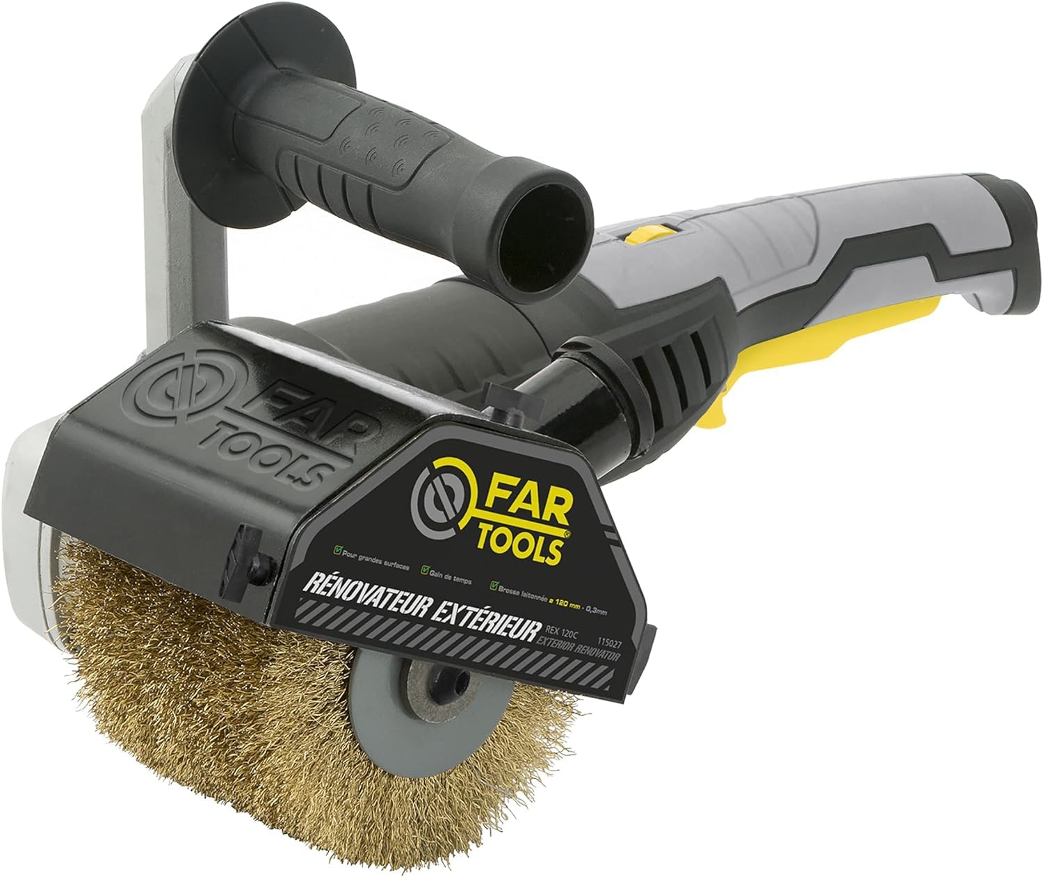 Fartools Rex 120 Szlifierka Szczotkowa, Czarny, 120 x 100 mm & Fartools 110888 Szczotka z węglika silikonowego do renowatora