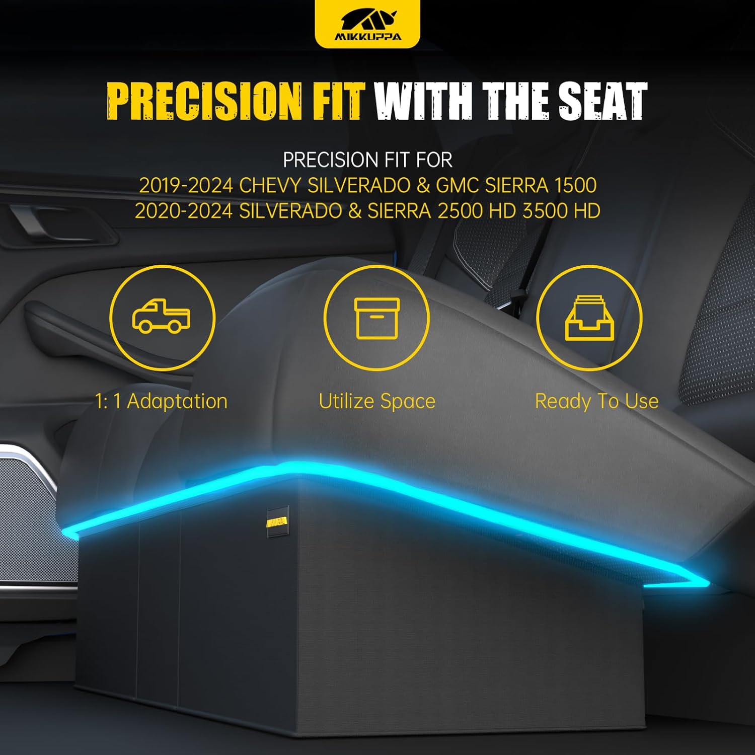 MIKKUPPA Truck Under Seat Storage - Replacement for 2019-2026 Chevy Silverado/GMC Sierra 1500, 2020-2026 Silverado/Sierra 2500HD 3500HD Double Cab & Crew Cab, Truck Tool Box Organizer Storage Box