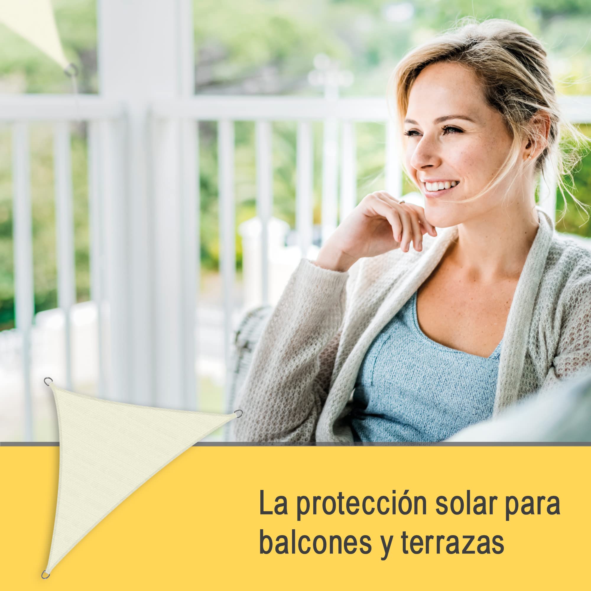 Sol Royal Toldo Vela Rectangular HDPE Transpirable con protección UV Solar | 7x7x7m 700x700x700cm crema parasol para balcón piscina jardín terraza exterior permeable agua triangular Shade Sails HS9