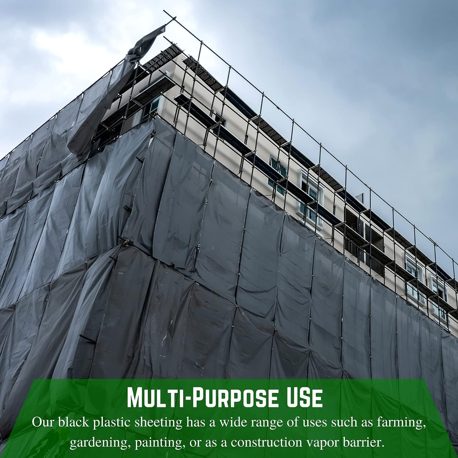 Farm Plastic Supply - Black Plastic Sheeting - 6 mil - (40' x 100') - Thick Plastic Sheeting, Heavy Duty Polyethylene Film, Drop Cloth Vapor Barrier Covering for Crawl Space
