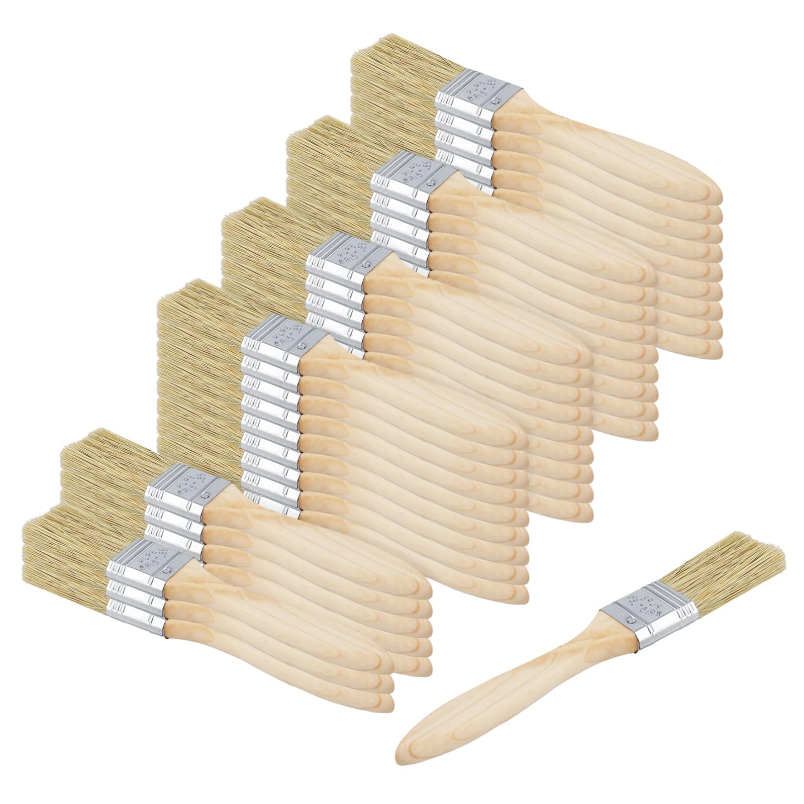 KEILEOHO 50 Pack Wood Handle Paint Brushes, 1 Inch Chip Brush for Staining, Varnishing, Painting