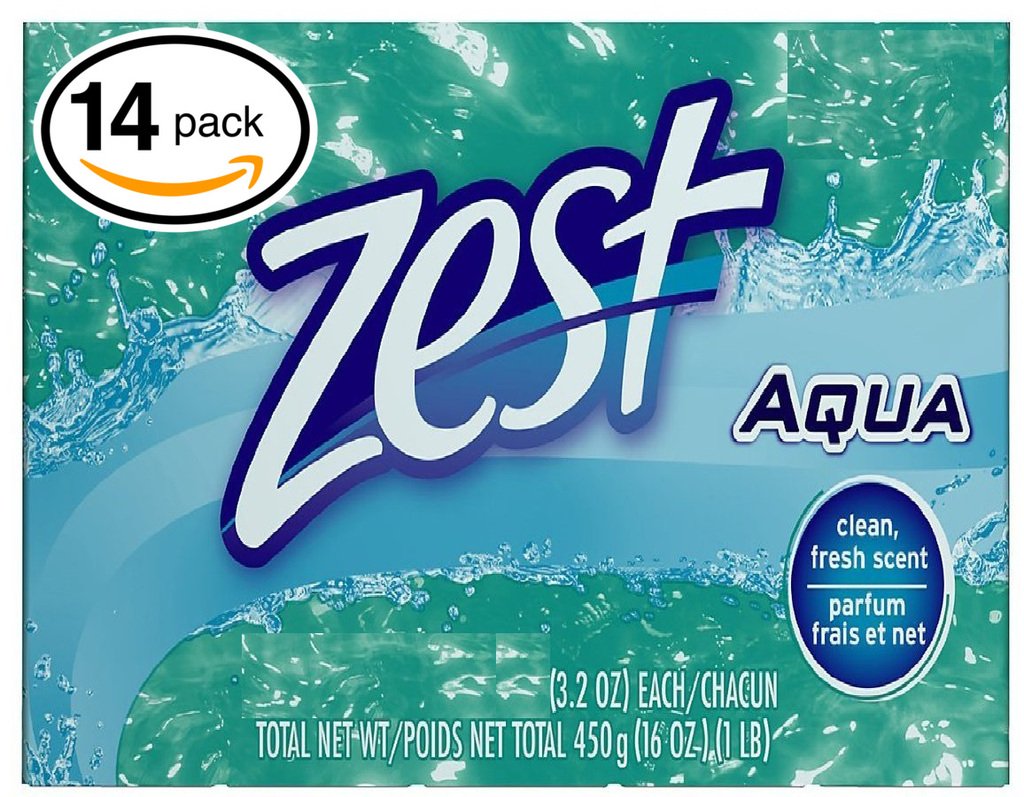 Zest (PACK OF 26 BARS) AQUA Deodorant Bar Soap with Vitamin E. All-in-one exfoliating & moisturizing soap Leaves Skin Smooth & Radian! Great for Hands, Face & Body! (26 Bars, 3.2oz Each Bar)