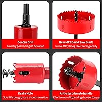 Vista 4 de HSS Sierra perforadora bimetálica de 3-3/4 pulgadas con mandril de árbol, diseño de acero resistente para tablones de madera, tableros de cornhole