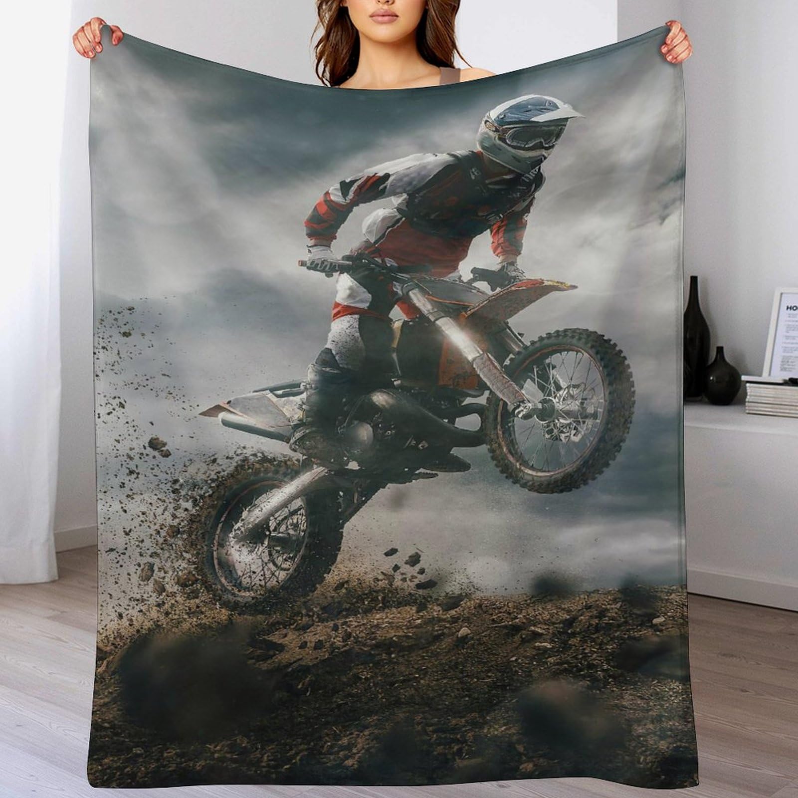 Couverture chaude de canapé contre le froid plaid polaire motocross